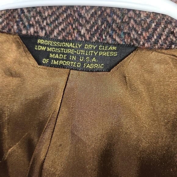 [VINTAGE] HARRIS TWEED - Scottish Wool Herringbone Stafford Jacket 43R Large Men - Picture 3 of 11